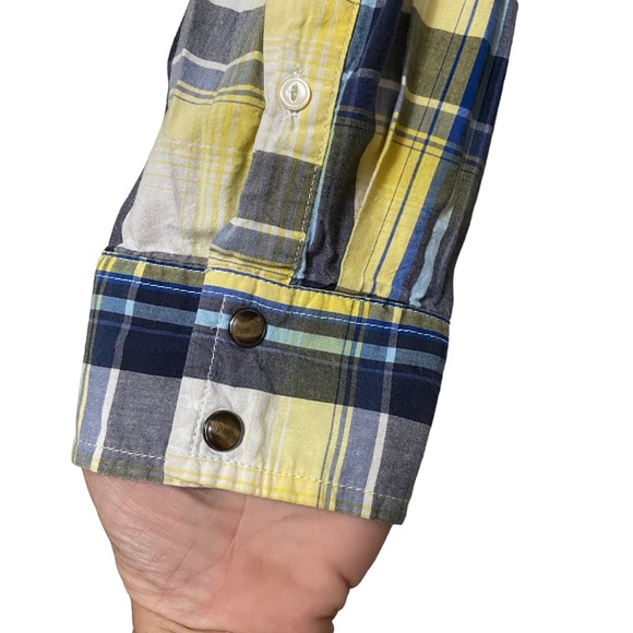 American Eagle Plaid Pearl Snap Button Down Yellow - Picture 4 of 15